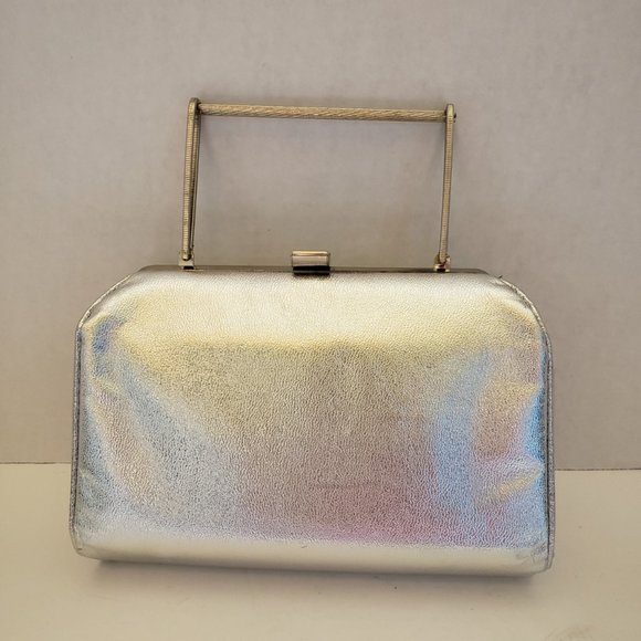 Vintage Silver Handbag with Silver Trim and Handle - Picture 1 of 10